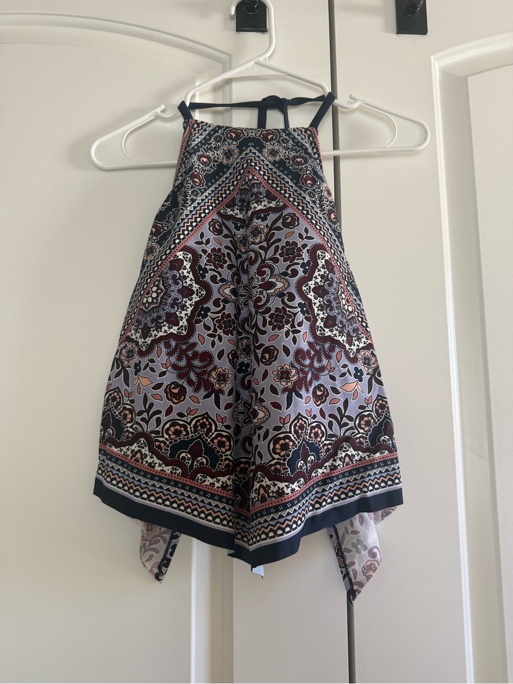 Kona Sol Navy and Burgundy Floral High-Neck One-Piece